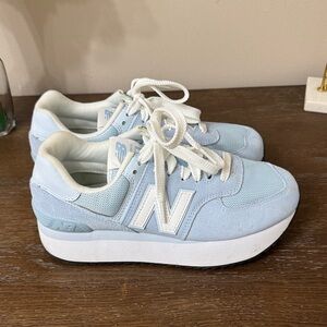 New Balance Sky Blue and White Sneakers